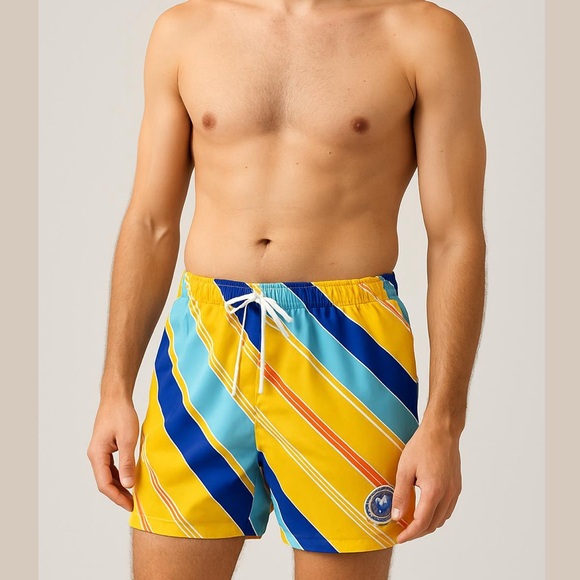 PABST TWO Piece set Hawaiian shirt and board shirts yellow blue size medium - Picture 6 of 11